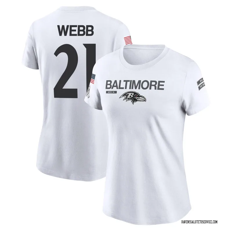 Women's Lardarius Webb Baltimore Ravens Legend White 2024 Salute to Service Performance T-Shirt