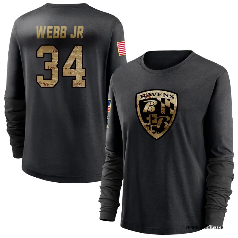 Women's Lardarius Webb Jr. Baltimore Ravens Black 2020 Salute To Service Sideline Performance Long Sleeve T-Shirt