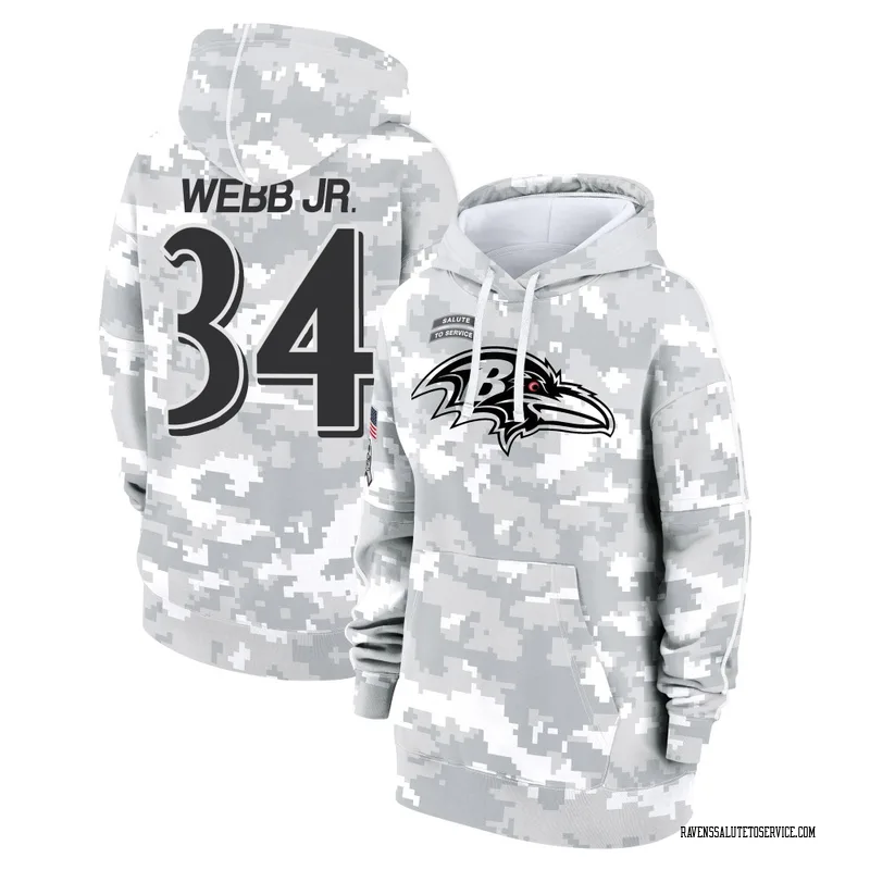Women's Lardarius Webb Jr. Baltimore Ravens Camo Arctic 2024 Salute to Service Club Fleece Pullover Hoodie