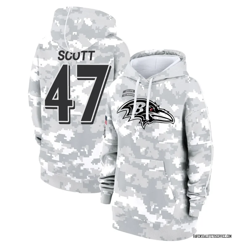 Women's Lucas Scott Baltimore Ravens Camo Arctic 2024 Salute to Service Club Fleece Pullover Hoodie