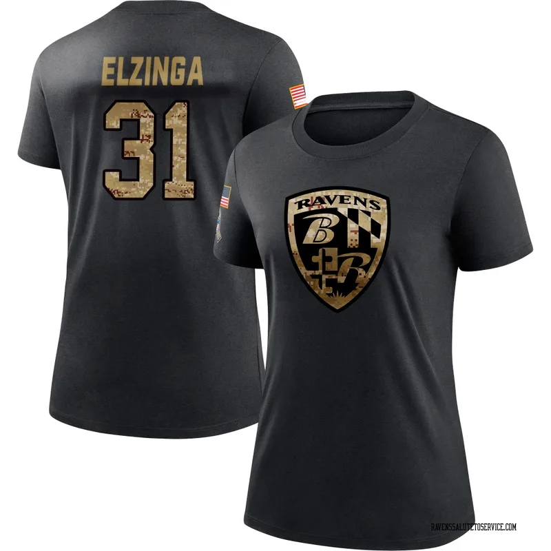 Women's Luke Elzinga Baltimore Ravens Black 2020 Salute To Service Performance T-Shirt