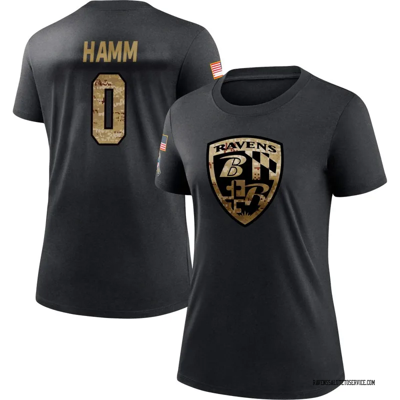 Women's Malik Hamm Baltimore Ravens Black 2020 Salute To Service Performance T-Shirt