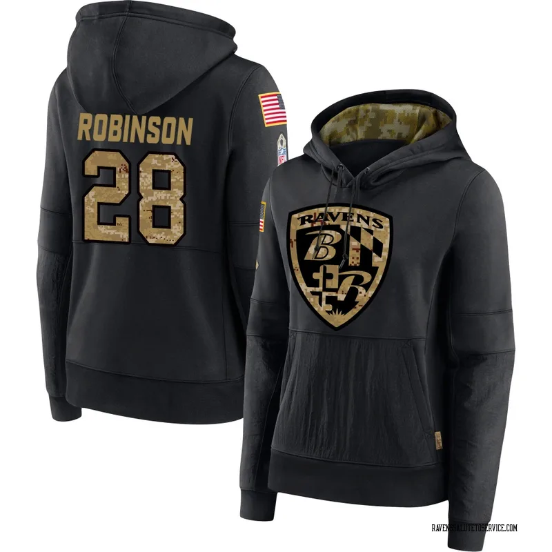 Women's Marquise Robinson Baltimore Ravens Black 2020 Salute to Service Sideline Performance Pullover Hoodie