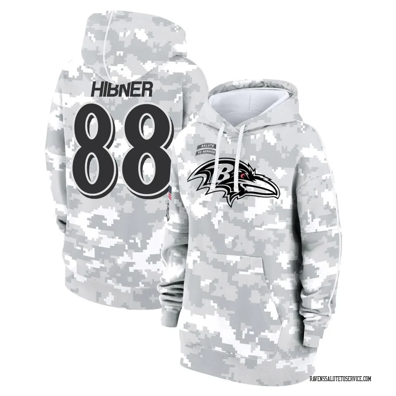 Women's Matthew Hibner Baltimore Ravens Camo Arctic 2024 Salute to Service Club Fleece Pullover Hoodie