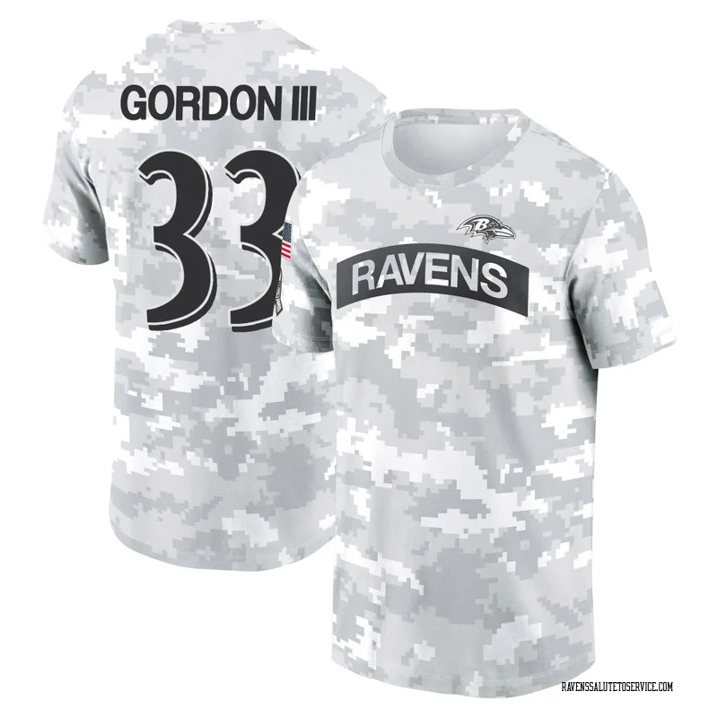 Women's Melvin Gordon III Baltimore Ravens Camo Arctic 2024 Salute to Service Long Sleeve T-Shirt
