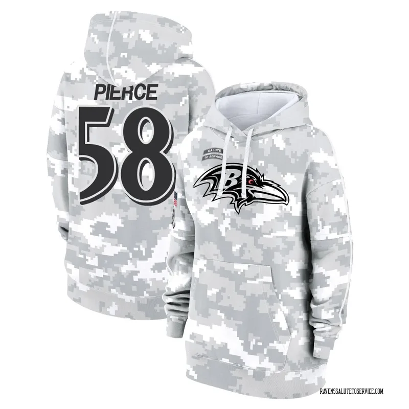 Women's Michael Pierce Baltimore Ravens Camo Arctic 2024 Salute to Service Club Fleece Pullover Hoodie