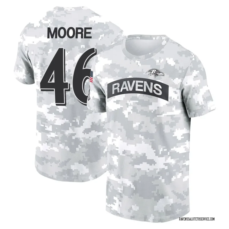 Women's Nick Moore Baltimore Ravens Camo Arctic 2024 Salute to Service Long Sleeve T-Shirt