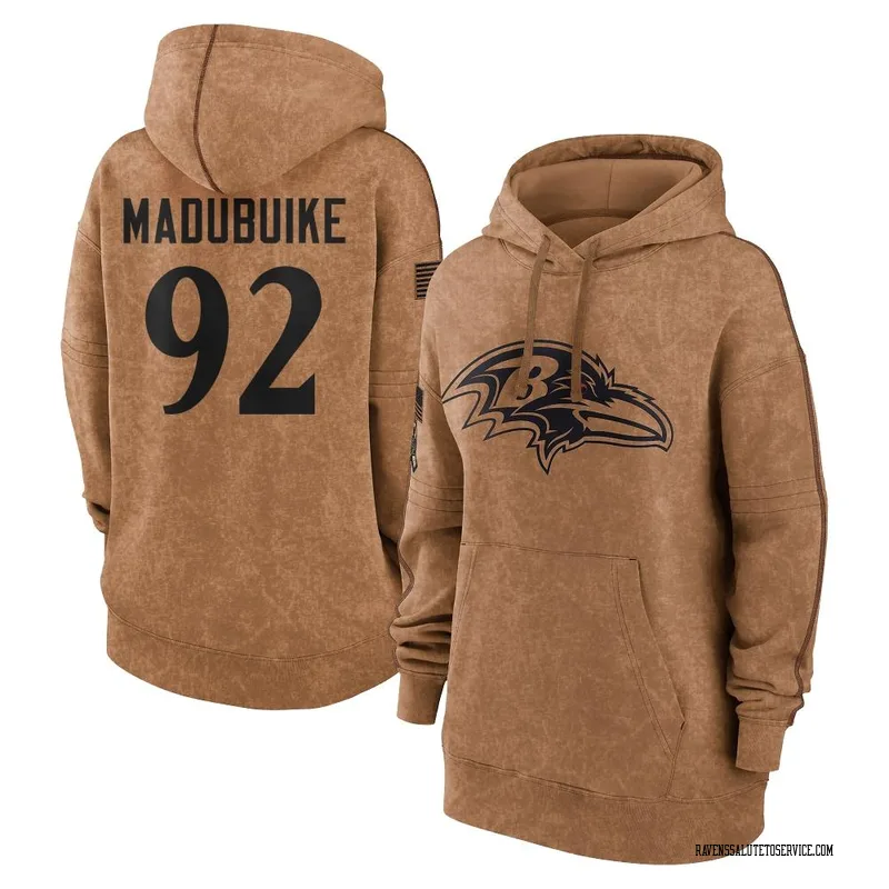 Women's Nnamdi Madubuike Baltimore Ravens Brown 2023 Salute To Service Pullover Hoodie