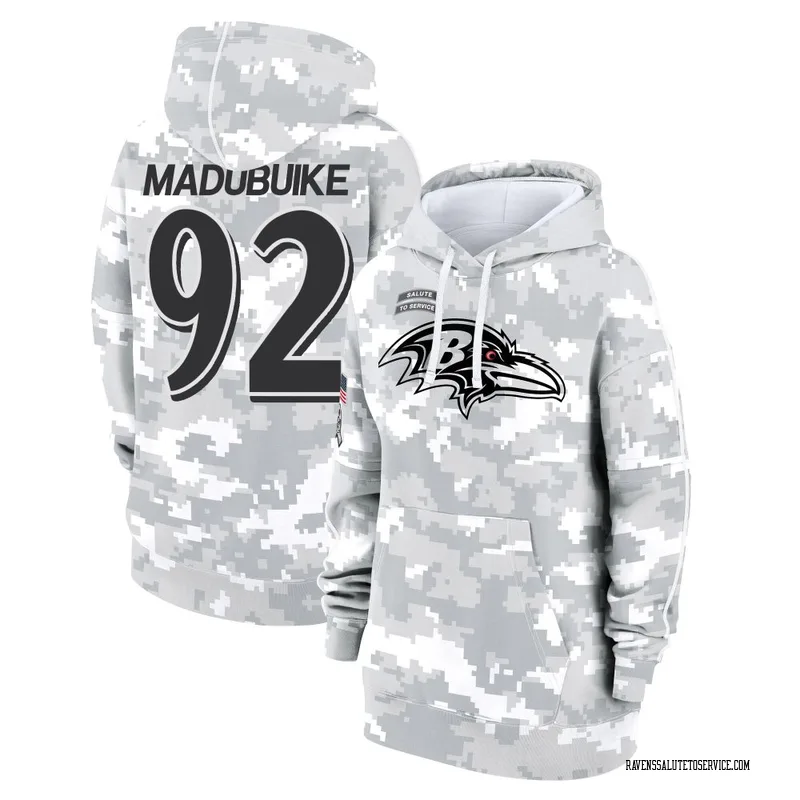 Women's Nnamdi Madubuike Baltimore Ravens Camo Arctic 2024 Salute to Service Club Fleece Pullover Hoodie
