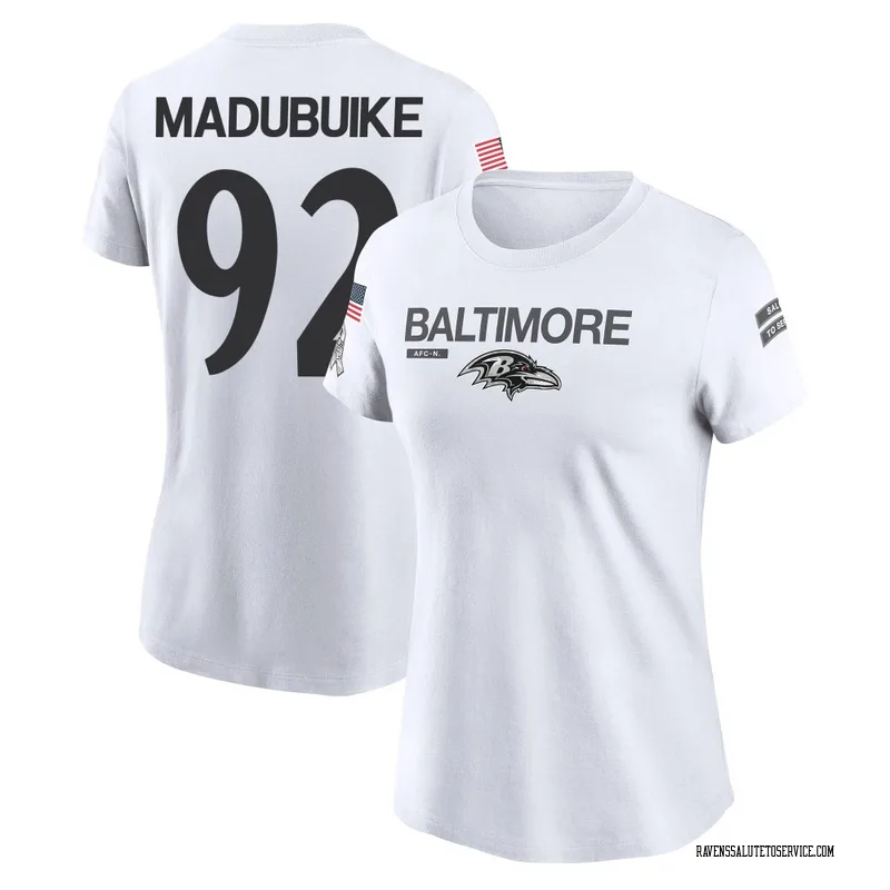 Women's Nnamdi Madubuike Baltimore Ravens Legend White 2024 Salute to Service Performance T-Shirt