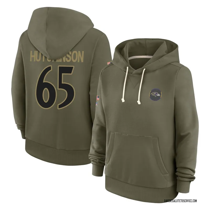 Women's Ozzie Hutchinson Baltimore Ravens Olive 2025 Salute to Service Hoodie