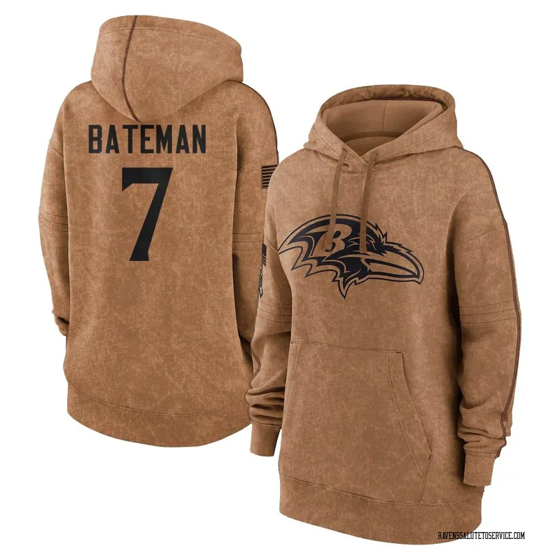Women's Rashod Bateman Baltimore Ravens Brown 2023 Salute To Service Pullover Hoodie