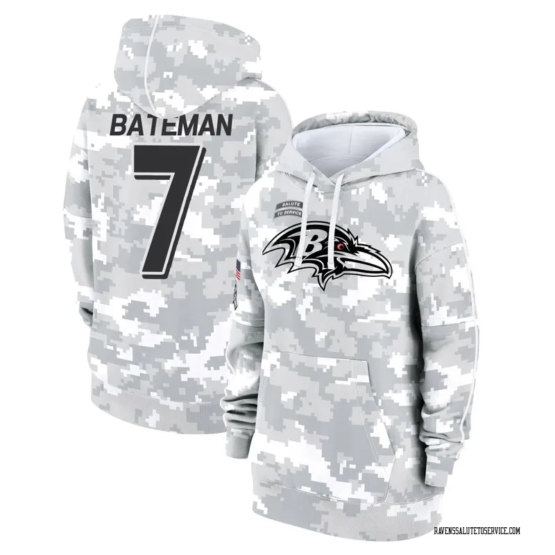 Women's Rashod Bateman Baltimore Ravens Camo Arctic 2024 Salute to Service Club Fleece Pullover Hoodie