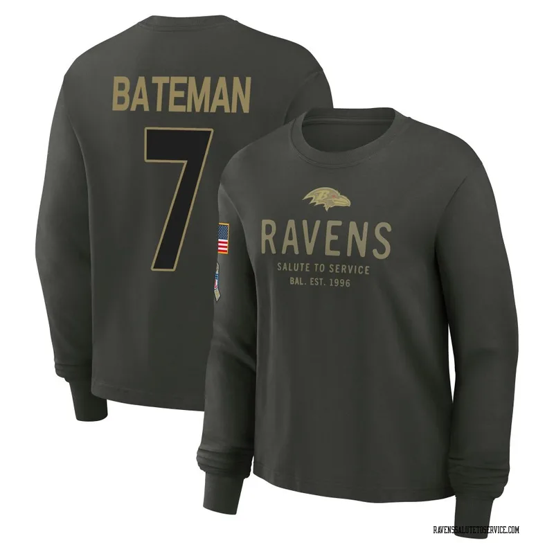 Women's Rashod Bateman Baltimore Ravens Green Dark/ 2025 Salute to Service Sideline Long Sleeve T-Shirt