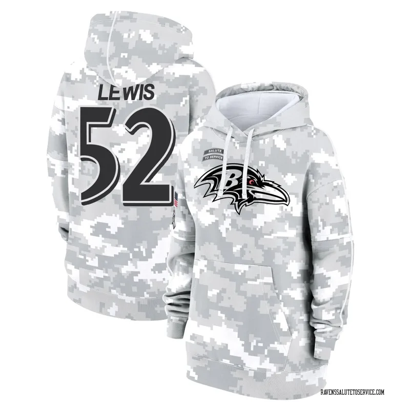Women's Ray Lewis Baltimore Ravens Camo Arctic 2024 Salute to Service Club Fleece Pullover Hoodie