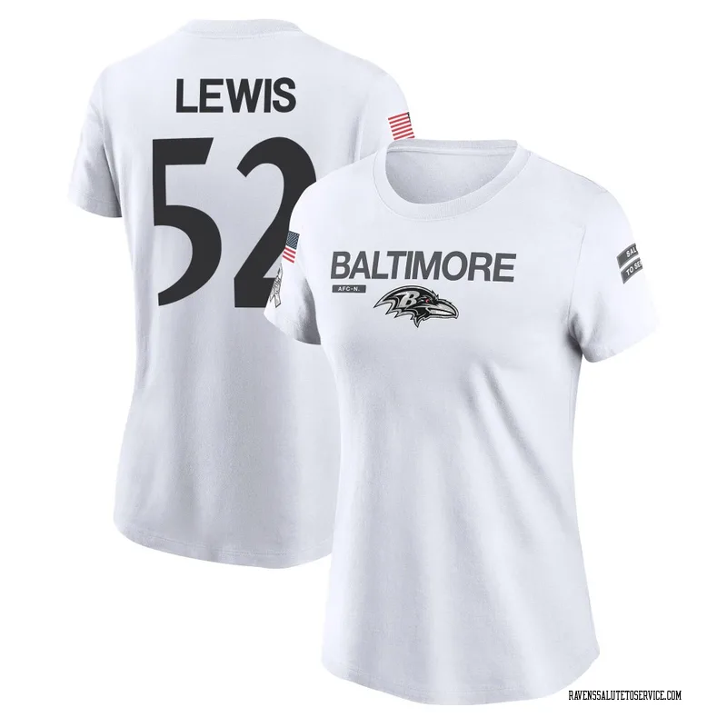 Women's Ray Lewis Baltimore Ravens Legend White 2024 Salute to Service Performance T-Shirt