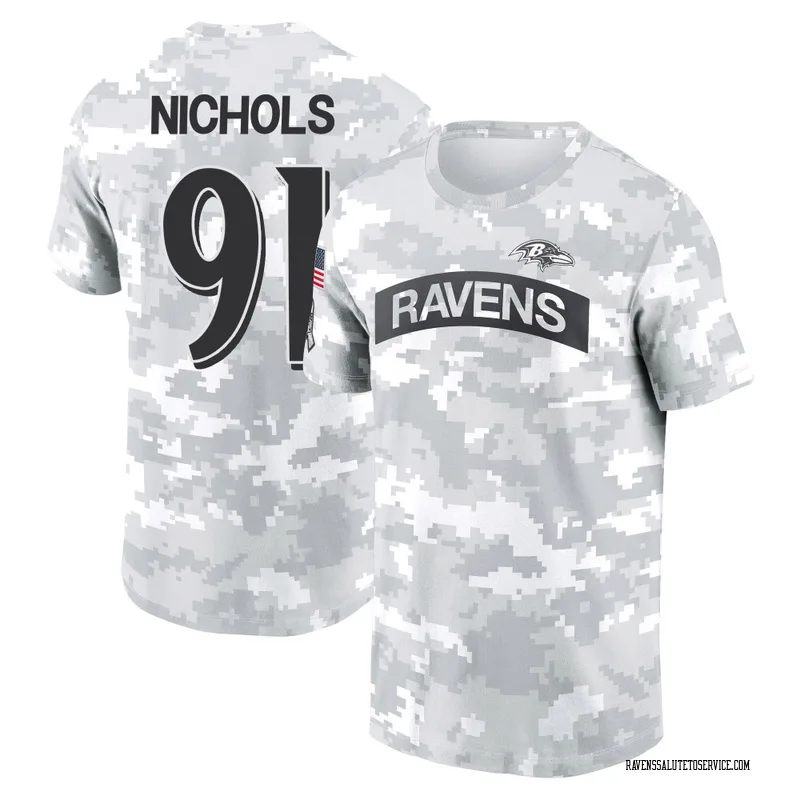 Women's Rayshad Nichols Baltimore Ravens Camo Arctic 2024 Salute to Service Long Sleeve T-Shirt