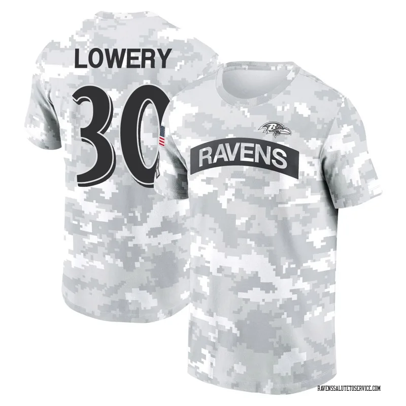 Women's Reuben Lowery Baltimore Ravens Camo Arctic 2024 Salute to Service Long Sleeve T-Shirt