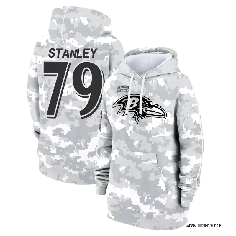 Women's Ronnie Stanley Baltimore Ravens Camo Arctic 2024 Salute to Service Club Fleece Pullover Hoodie