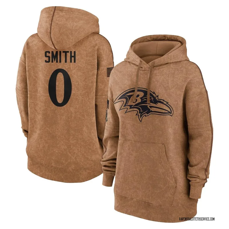 Women's Roquan Smith Baltimore Ravens Brown 2023 Salute To Service Pullover Hoodie