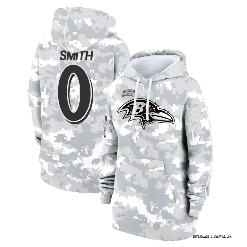Women's Roquan Smith Baltimore Ravens Camo Arctic 2024 Salute to Service Club Fleece Pullover Hoodie