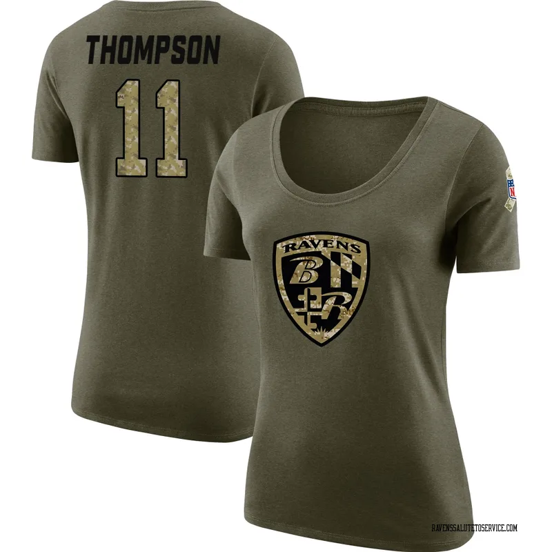 Women's Skylar Thompson Baltimore Ravens Legend Olive Salute to Service Scoop Neck T-Shirt