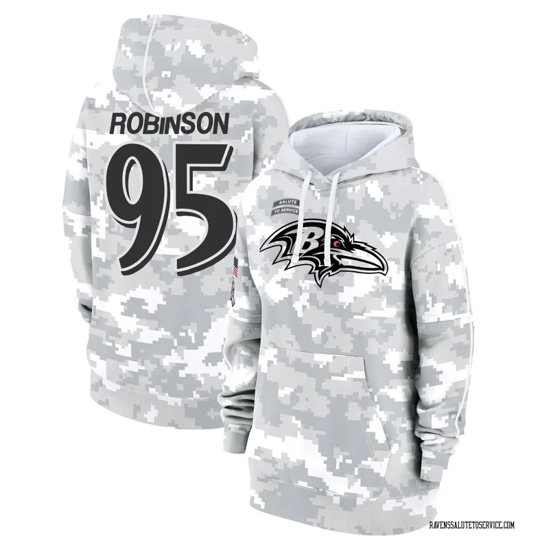 Women's Tavius Robinson Baltimore Ravens Camo Arctic 2024 Salute to Service Club Fleece Pullover Hoodie
