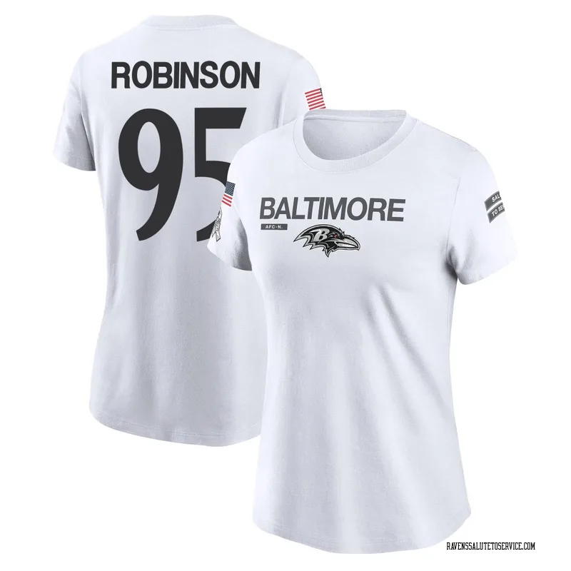 Women's Tavius Robinson Baltimore Ravens Legend White 2024 Salute to Service Performance T-Shirt