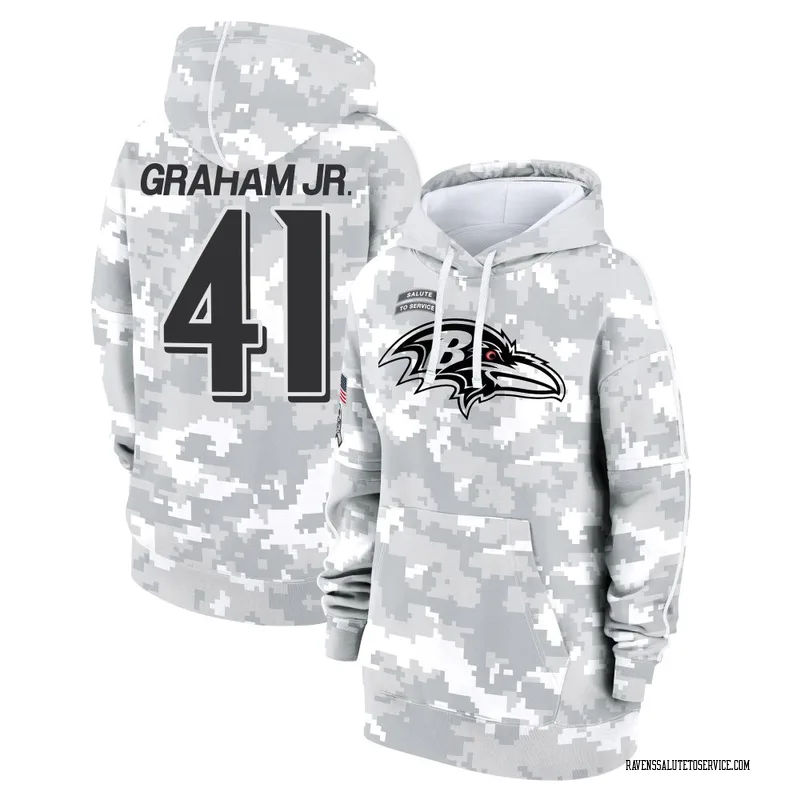 Women's Thomas Graham Jr. Baltimore Ravens Camo Arctic 2024 Salute to Service Club Fleece Pullover Hoodie