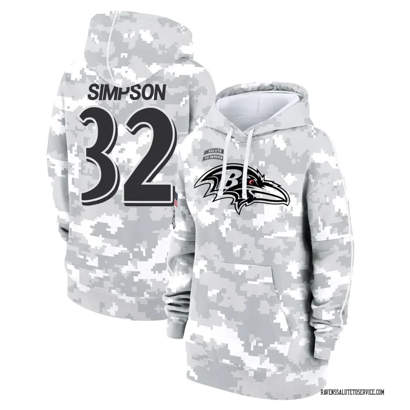 Women's Trenton Simpson Baltimore Ravens Camo Arctic 2024 Salute to Service Club Fleece Pullover Hoodie