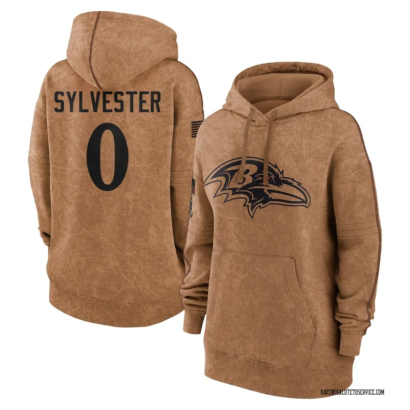 Women's Trevonte Sylvester Baltimore Ravens Brown 2023 Salute To Service Pullover Hoodie