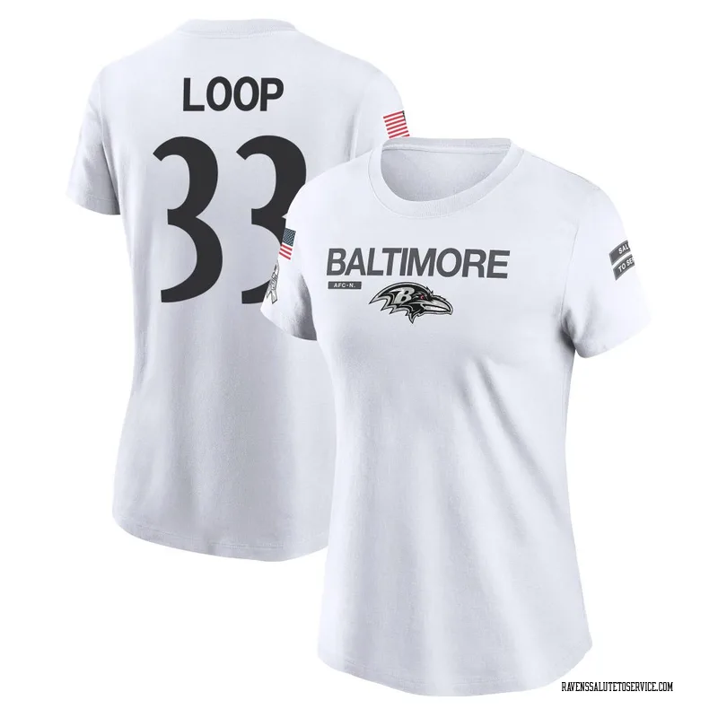 Women's Tyler Loop Baltimore Ravens Legend White 2024 Salute to Service Performance T-Shirt
