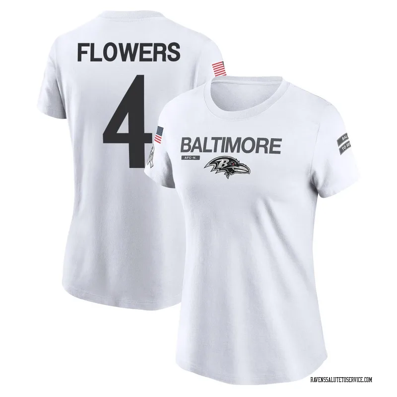 Women's Zay Flowers Baltimore Ravens Legend White 2024 Salute to Service Performance T-Shirt