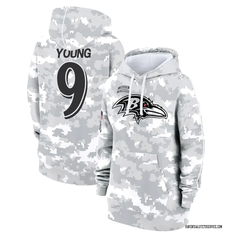 Women's Zion Young Baltimore Ravens Camo Arctic 2024 Salute to Service Club Fleece Pullover Hoodie