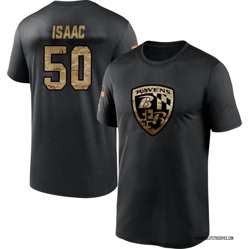 Youth Adisa Isaac Baltimore Ravens Black 2020 Salute To Service Performance T-Shirt