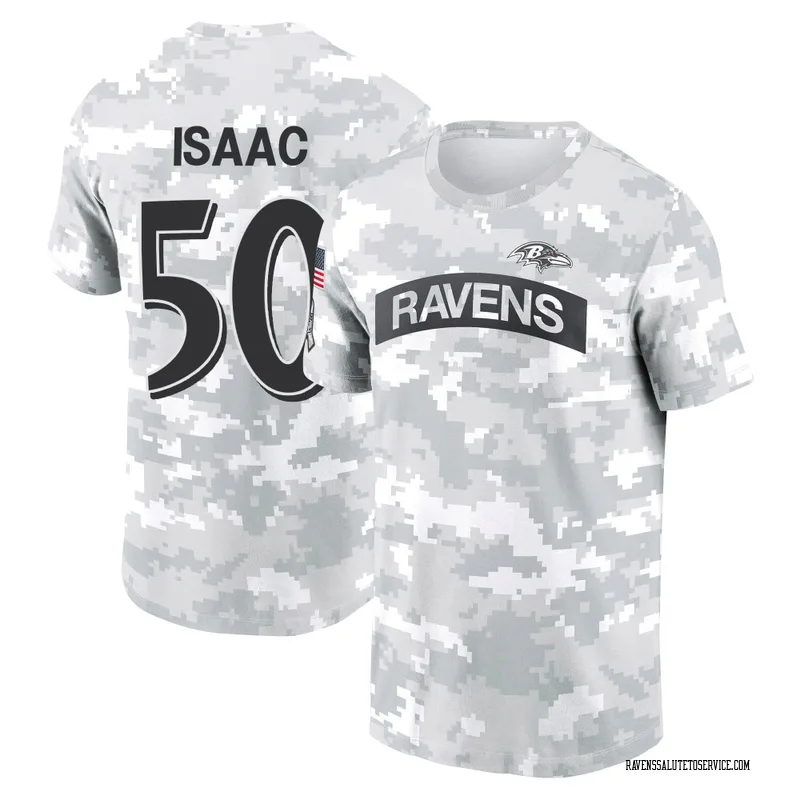 Youth Adisa Isaac Baltimore Ravens Camo Arctic 2024 Salute to Service Performance T-Shirt