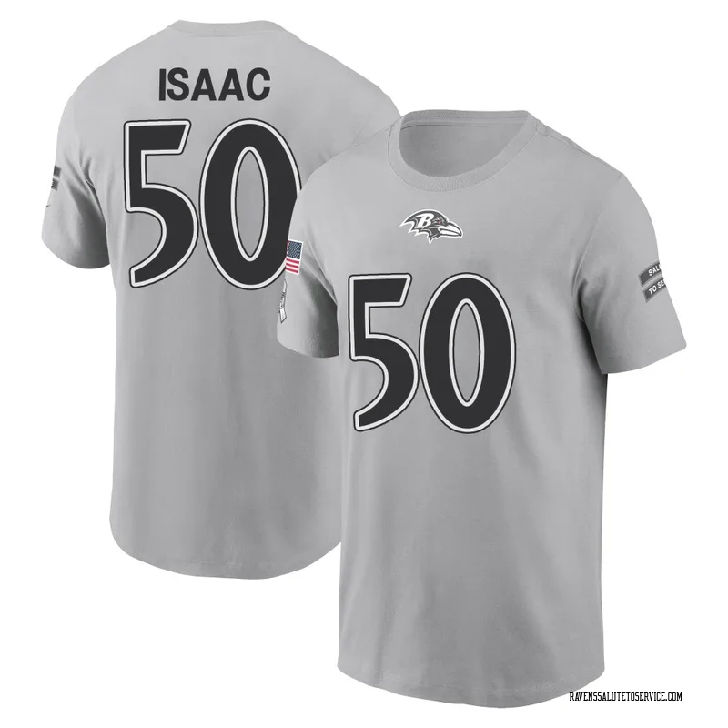 Youth Adisa Isaac Baltimore Ravens Gray 2024 Salute to Service Name & Number T-Shirt