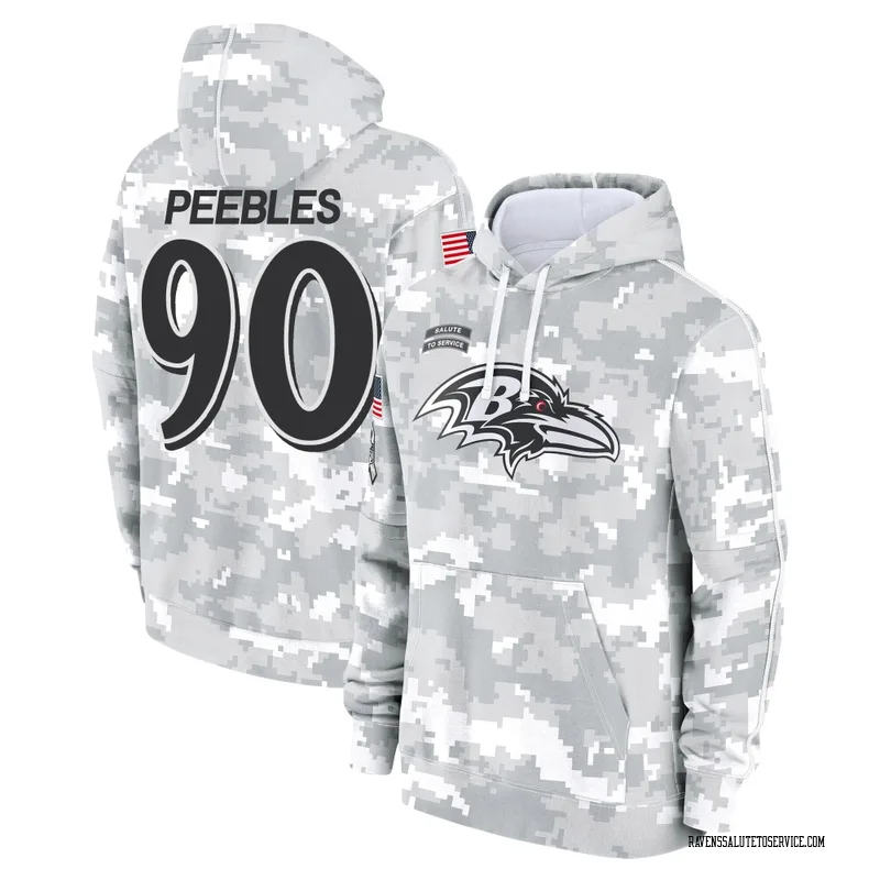 Youth Aeneas Peebles Baltimore Ravens Camo Arctic 2024 Salute to Service Club Fleece Pullover Hoodie
