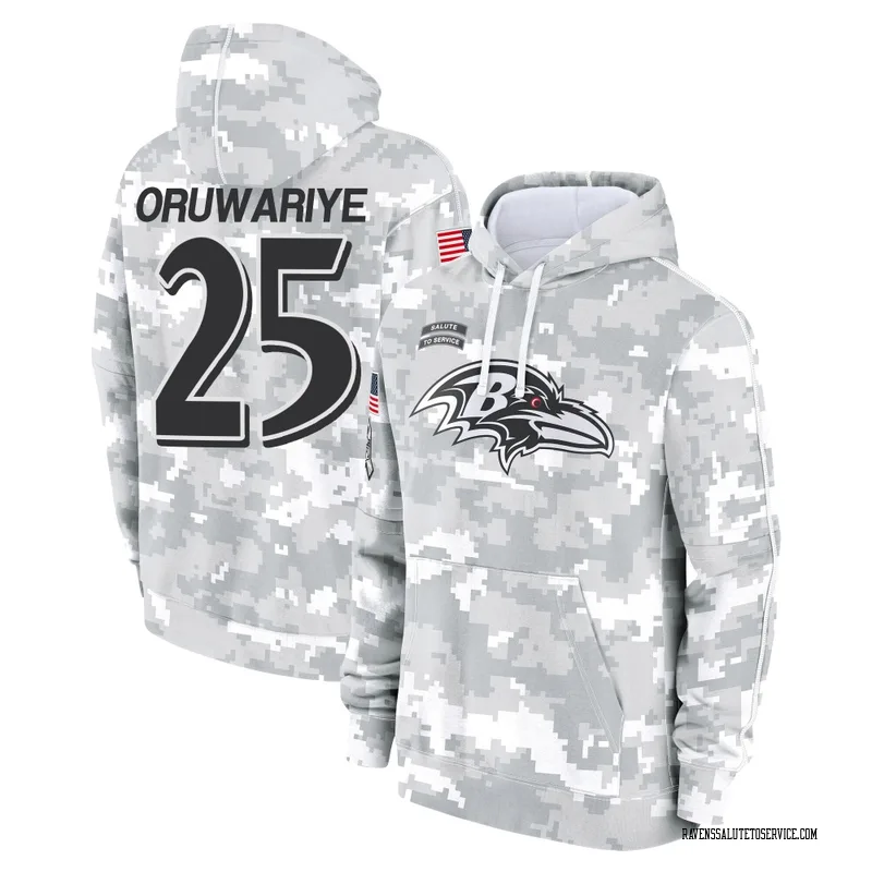 Youth Amani Oruwariye Baltimore Ravens Camo Arctic 2024 Salute to Service Club Fleece Pullover Hoodie