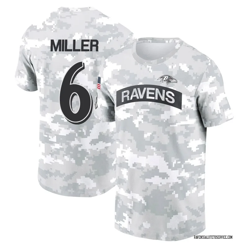 Youth Anthony Miller Baltimore Ravens Camo Arctic 2024 Salute to Service Performance T-Shirt