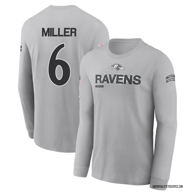 Youth Anthony Miller Baltimore Ravens Gray 2024 Salute to Service Long Sleeve T-Shirt