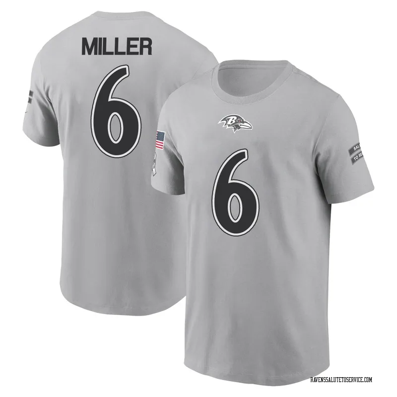 Youth Anthony Miller Baltimore Ravens Gray 2024 Salute to Service Name & Number T-Shirt