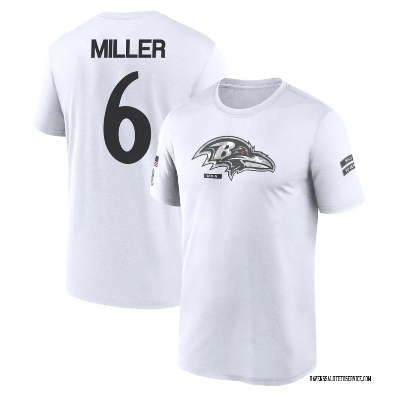 Youth Anthony Miller Baltimore Ravens Legend White 2024 Salute to Service Performance T-Shirt