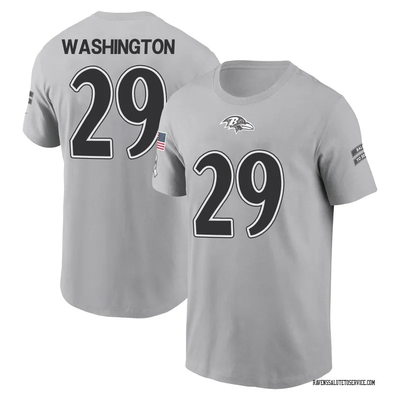 Youth Ar'Darius Washington Baltimore Ravens Gray 2024 Salute to Service Name & Number T-Shirt