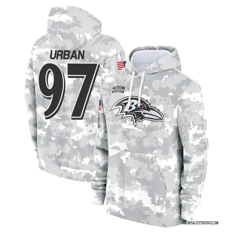Youth Brent Urban Baltimore Ravens Camo Arctic 2024 Salute to Service Club Fleece Pullover Hoodie