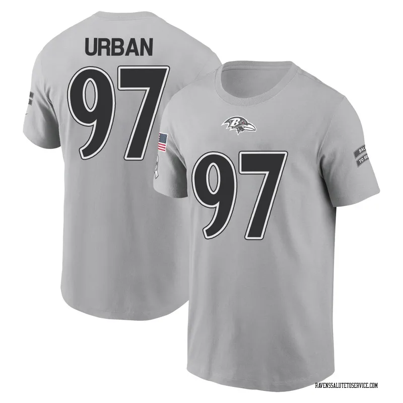 Youth Brent Urban Baltimore Ravens Gray 2024 Salute to Service Name & Number T-Shirt