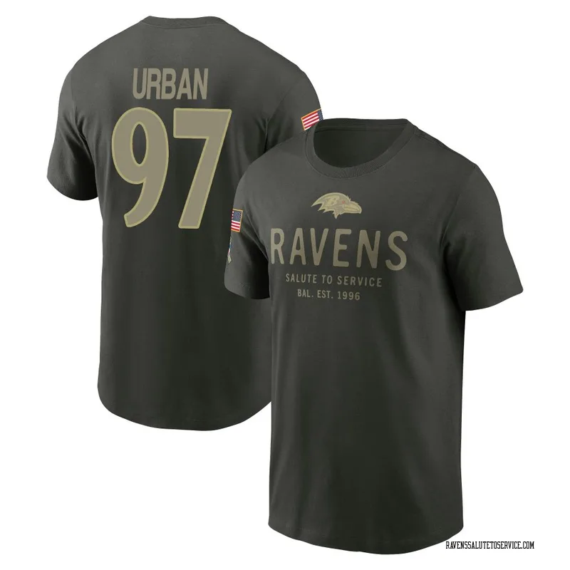 Youth Brent Urban Baltimore Ravens Green Forest/ 2025 Salute to Service Sideline Primary Edge T-Shirt