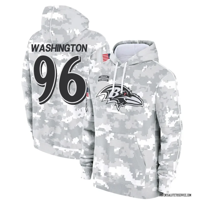 Youth Broderick Washington Baltimore Ravens Camo Arctic 2024 Salute to Service Club Fleece Pullover Hoodie