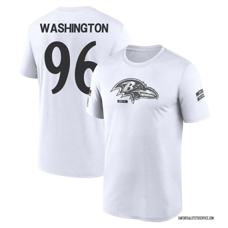 Youth Broderick Washington Baltimore Ravens Legend White 2024 Salute to Service Performance T-Shirt