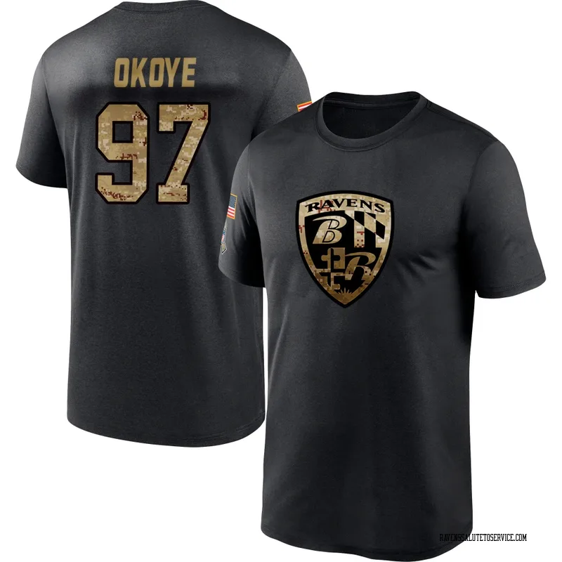 Youth CJ Okoye Baltimore Ravens Black 2020 Salute To Service Performance T-Shirt